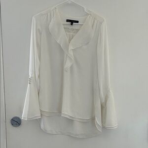 White House Black Market Ivory Ruffle Blouse
